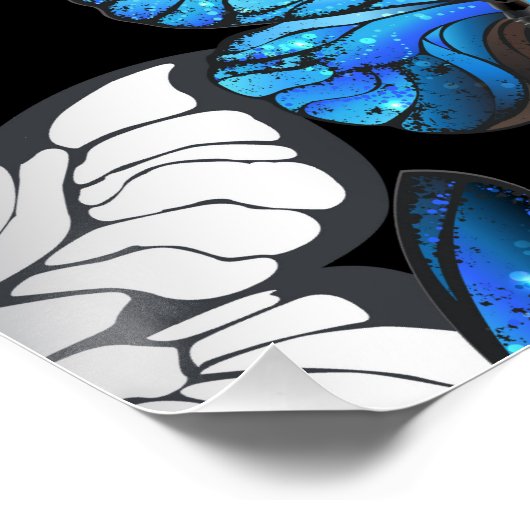 Donker naadloos patroon met blauwe vlinders Morpho Perfect Poster (Hoek)