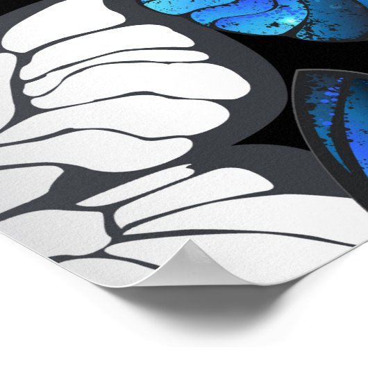 Donker naadloos patroon met blauwe vlinders Morpho Poster (Hoek)