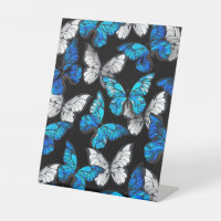 Donker naadloos patroon met blauwe vlinders Morpho