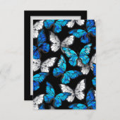 Donker naadloos patroon met blauwe vlinders Morpho RSVP Kaartje (Voorkant / Achterkant)