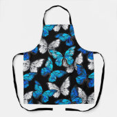 Donker naadloos patroon met blauwe vlinders Morpho Schort (Voorkant)