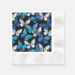 Donker naadloos patroon met blauwe vlinders Morpho Servet