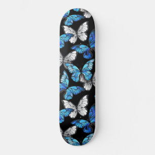 Donker naadloos patroon met blauwe vlinders Morpho Skateboard