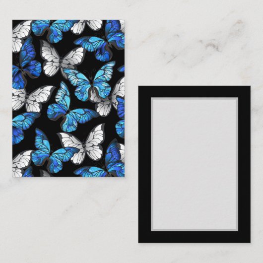 Donker naadloos patroon met blauwe vlinders Morpho Visitekaartje (Voorkant / Achterkant)