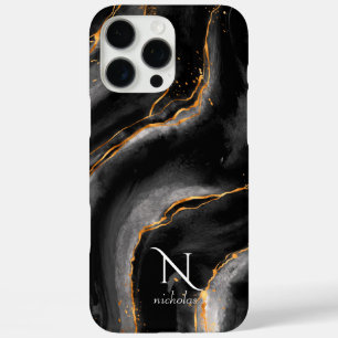 Donker Nacht Goud Glitter Marmer iPhone 16 Pro Max Hoesje