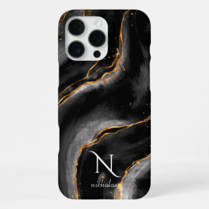 Donker Nacht Goud Glitter Marmer iPhone 16 Pro Max Hoesje