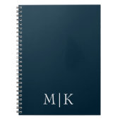 Donker Navy Blauw en Wit | Modern Monogram Notitieboek (Voorkant)