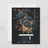 Donker Navy Blauw Goud Rustiek Glam Boho Bruiloft Kaart (Voorkant)