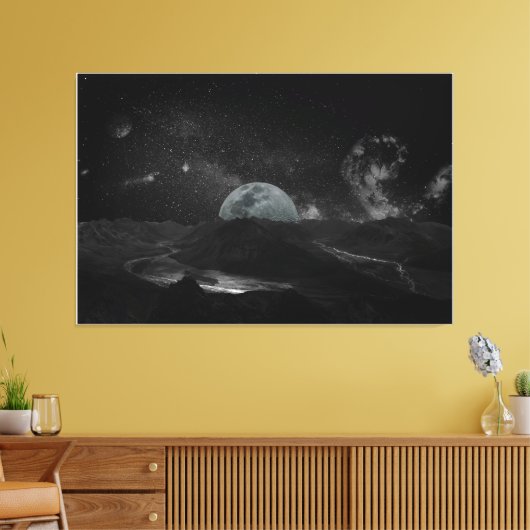 Donker Night Moon Light Fantasy Landscape Canvas Afdruk (Insitu (Woonkamer))