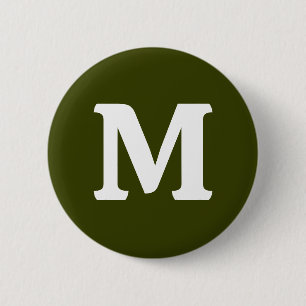 Donker olijfgroen effen kleur ronde button 5,7 cm