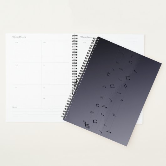 Donker ombre muzieknoten grijs planner (Display)