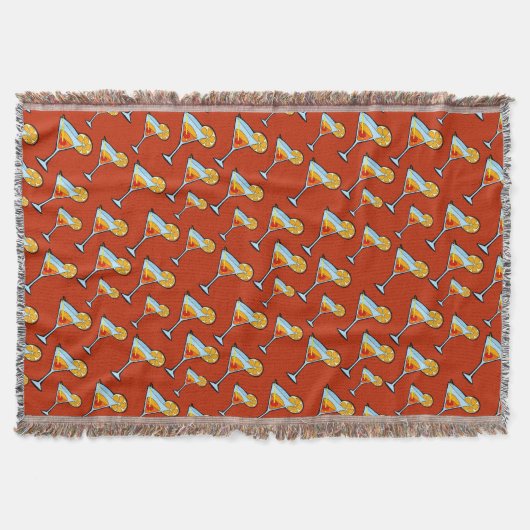 Donker Oranje Martini Cocktail Pattern Deken (Voorkant)