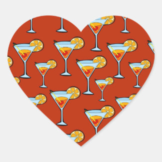 Donker Oranje Martini Cocktail Pattern Hart Sticker