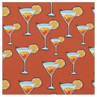 Donker Oranje Martini Cocktail Pattern Stof