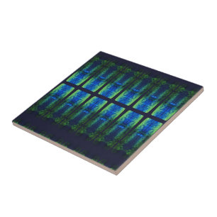 Donker paars blauw groen INVERSE astrale glazuur Tegeltje