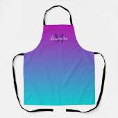 Donker Paars Blue Blauwgroen Ombre Name Monogram Schort (Voorkant)