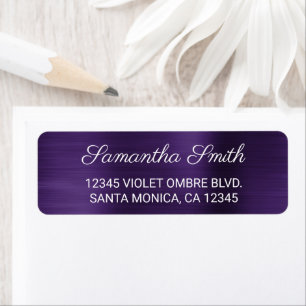 Donker Paars Violet Ombre Geborsteld Folie Etiket