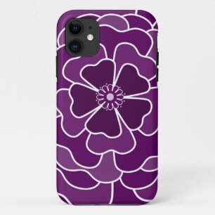 Donker paarse abstracte bloemmotief iPhone 11 hoesje