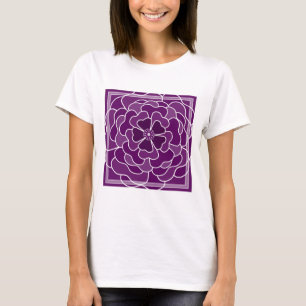 Donker paarse abstracte bloemmotief t-shirt