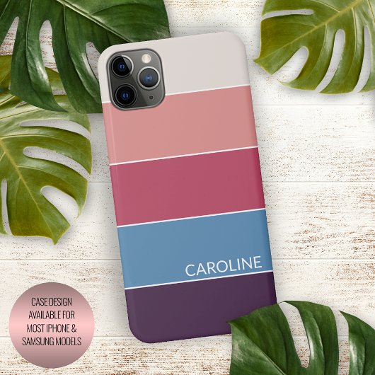 Donker Paarse Blauw Koraal Rood Blush Roze Strepen iPhone Hoesje