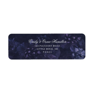Donker Paarse Bloem Gothic Boho Retouradres Etiket