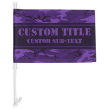Donker Paarse Camo Car Flag w / aangepaste tekst