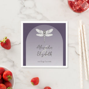 Donker Paarse Dragonfly Wedding Servet