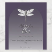 Donker Paarse Dragonfly Wedding Wijn Etiket (Enkel label)