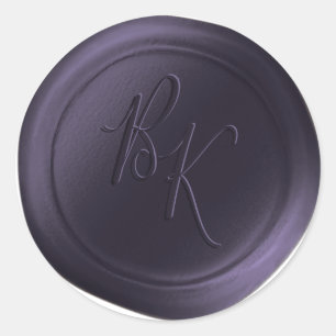 Donker Paarse Dubbele Monogram Wax Seal Stickers
