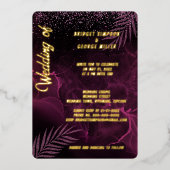 Donker paarse elegante stijlvolle bruiloft folie uitnodiging (Voorkant)