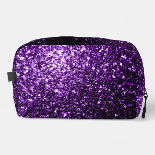 Donker paarse faux glitter schittert toilettasje (Voorkant)