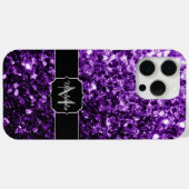 Donker paarse faux glitter sprankelt bling Monogra Case-Mate iPhone Case (Achterkant (horizontaal))