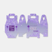 Donker Paarse glitter & lint 90ste verjaardag guns Bedankdoosjes (Uitgevouwen)