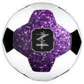 Donker paarse glitter sparkle bling Monogram naam Voetbal (Gedraaid)