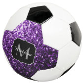 Donker paarse glitter sparkle bling Monogram naam Voetbal (Drie kwart)