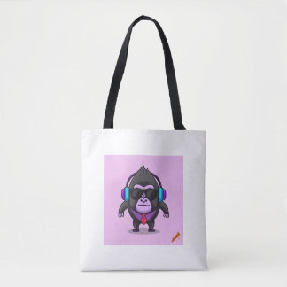 Donker Paarse Pixelated Gorilla Label Character me Draagtas
