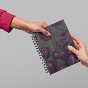 Donker Paarse Tulp Bloemenjournaal – Elegant Moody Planner