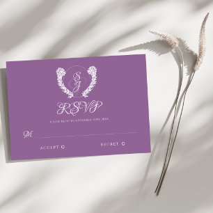 Donker Paarse Vintage Wedding Response Kaart