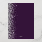 Donker Paarse zilveren glitter Bewaar de datum Folie Uitnodiging (Achterkant)