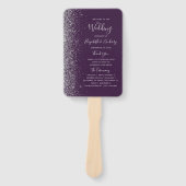 Donker Paarse Zilveren Glitter Edge Bruiloft Progr Handwaaier (Voorkant)