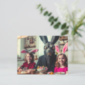 Donker Pasen Zwart Konijn Horror Briefkaart (Staand voorkant)