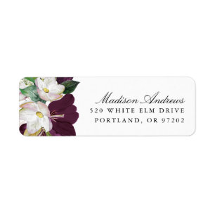 Donker Pruimen Bloemendesign   Gepersonaliseerd Re Etiket