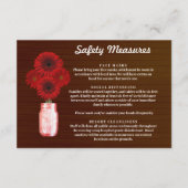 Donker roestig rode bloem vaas veiligheidsmaatrege informatiekaartje (Voorkant)