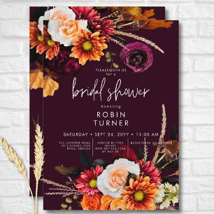 Donker Roestkleurig Boho Bloemmotief Burgundy Brui Kaart