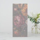 Donker Romantisch Barok Bloemen Schilderij Huwelij Menu (Staand voorkant)