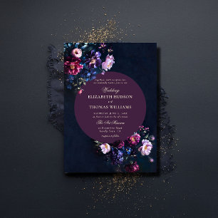 Donker Romantisch Moody Bloemen Jewel Mauve Bruilo Kaart