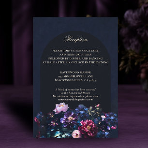 Donker Romantisch Moody Bloemen Zwart Trouwdetails Informatiekaartje