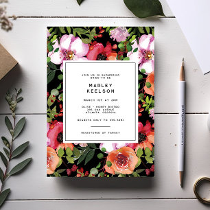 Donker Romantisch Roze Bloemen Groen Vrijgezellenf Kaart