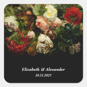 Donker romantische humeurige elegante bloemen brui vierkante sticker