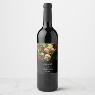 Donker romantische humeurige elegante bloemen brui wijn etiket